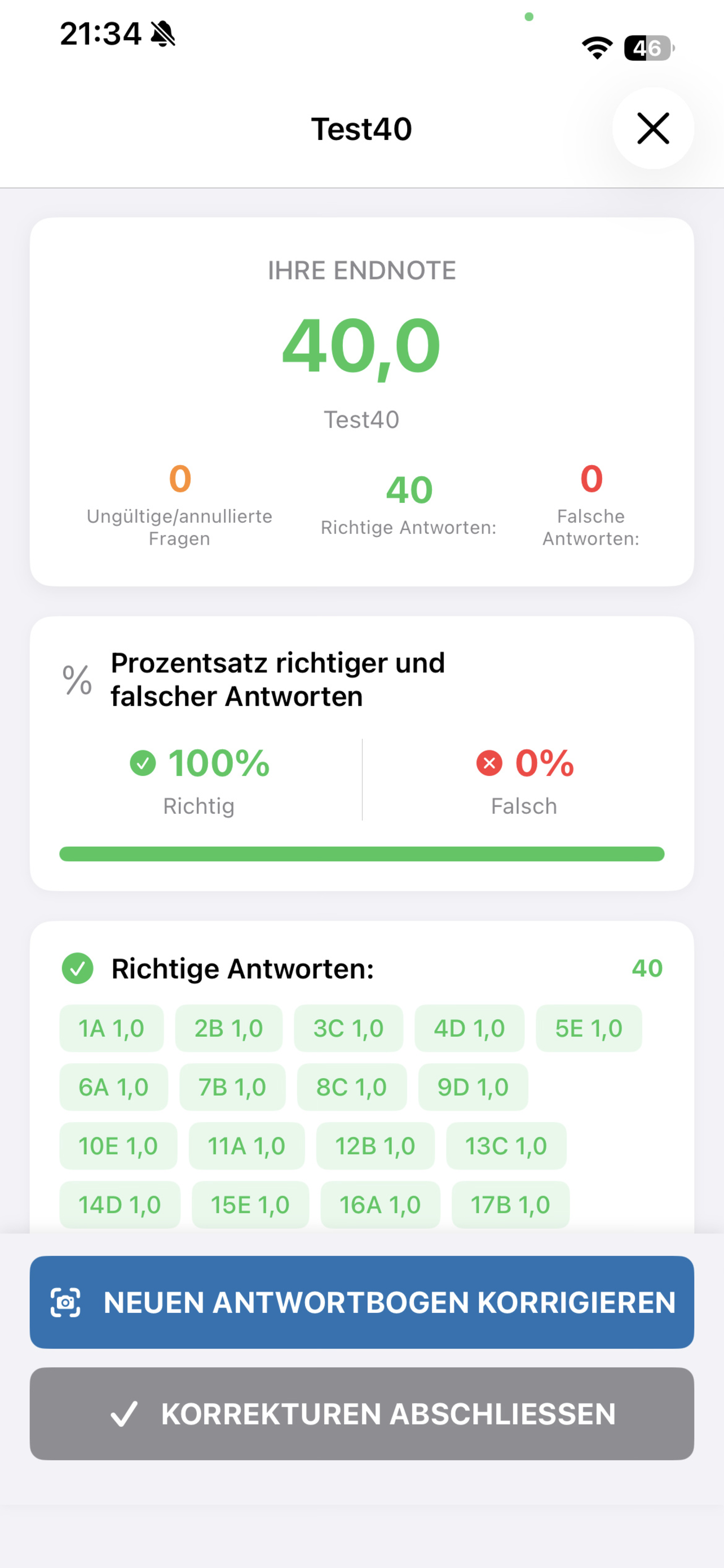 Super Gabari - Ergebnisbildschirm