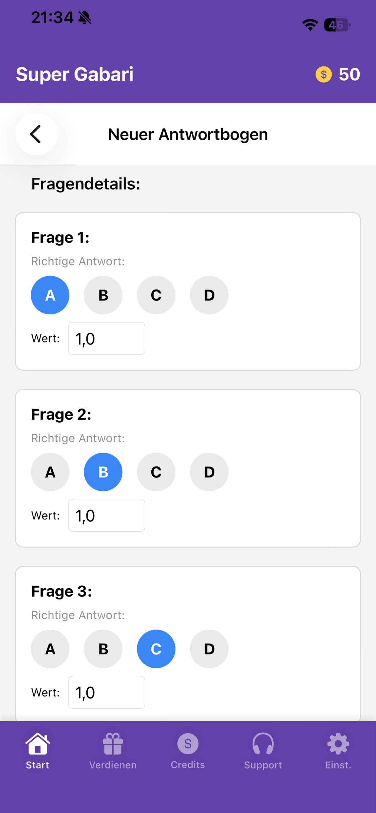 Super Gabari - Fragendetails