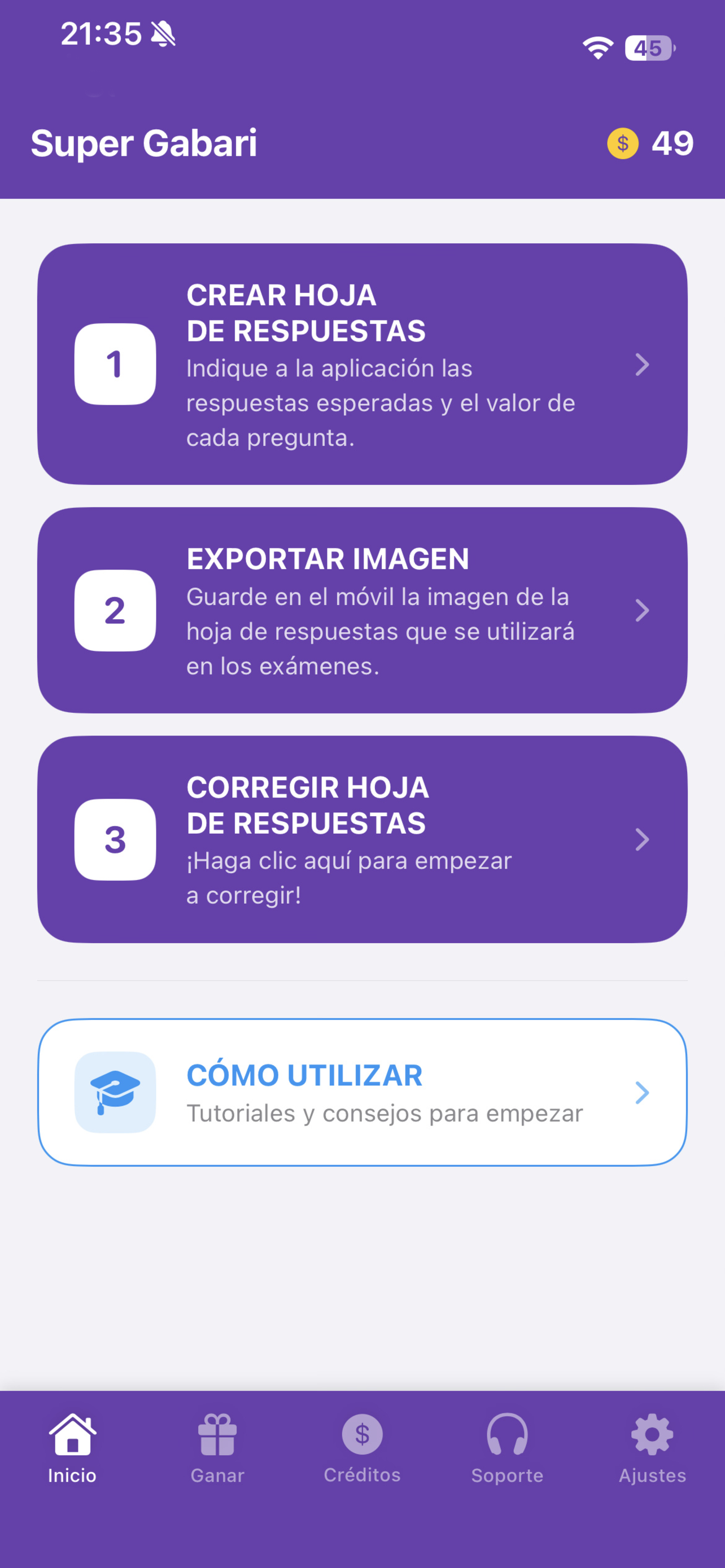 Super Gabari Pantalla de Inicio