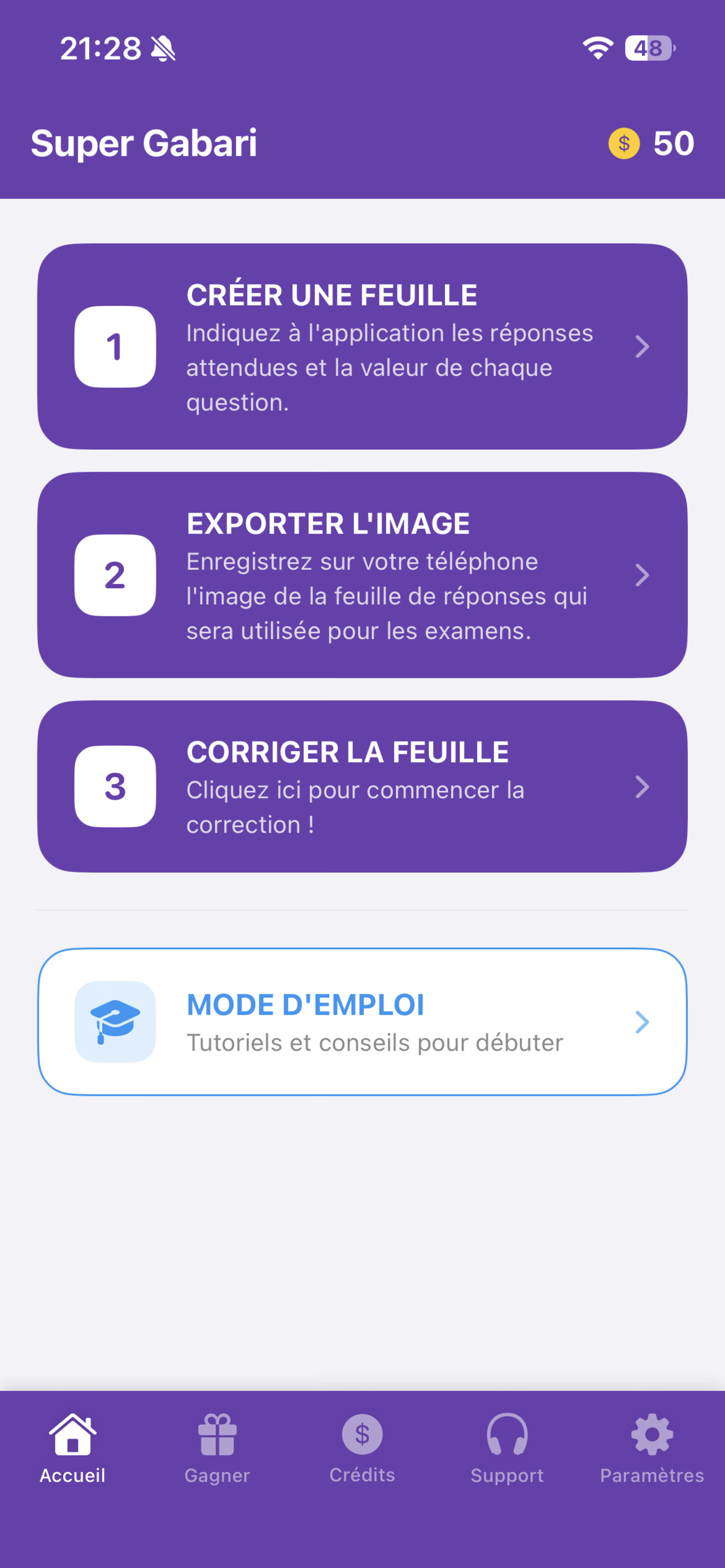 Super Gabari - Écran d'Accueil