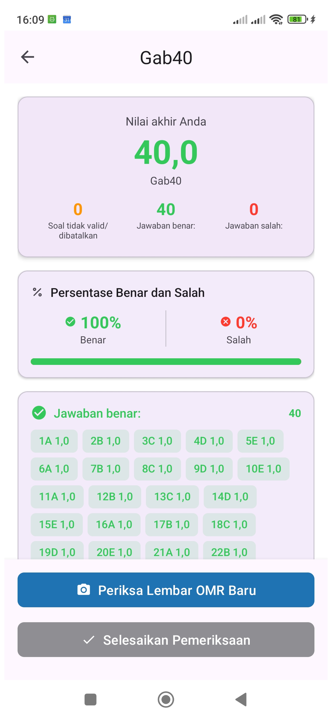 Super Gabari - Layar Hasil