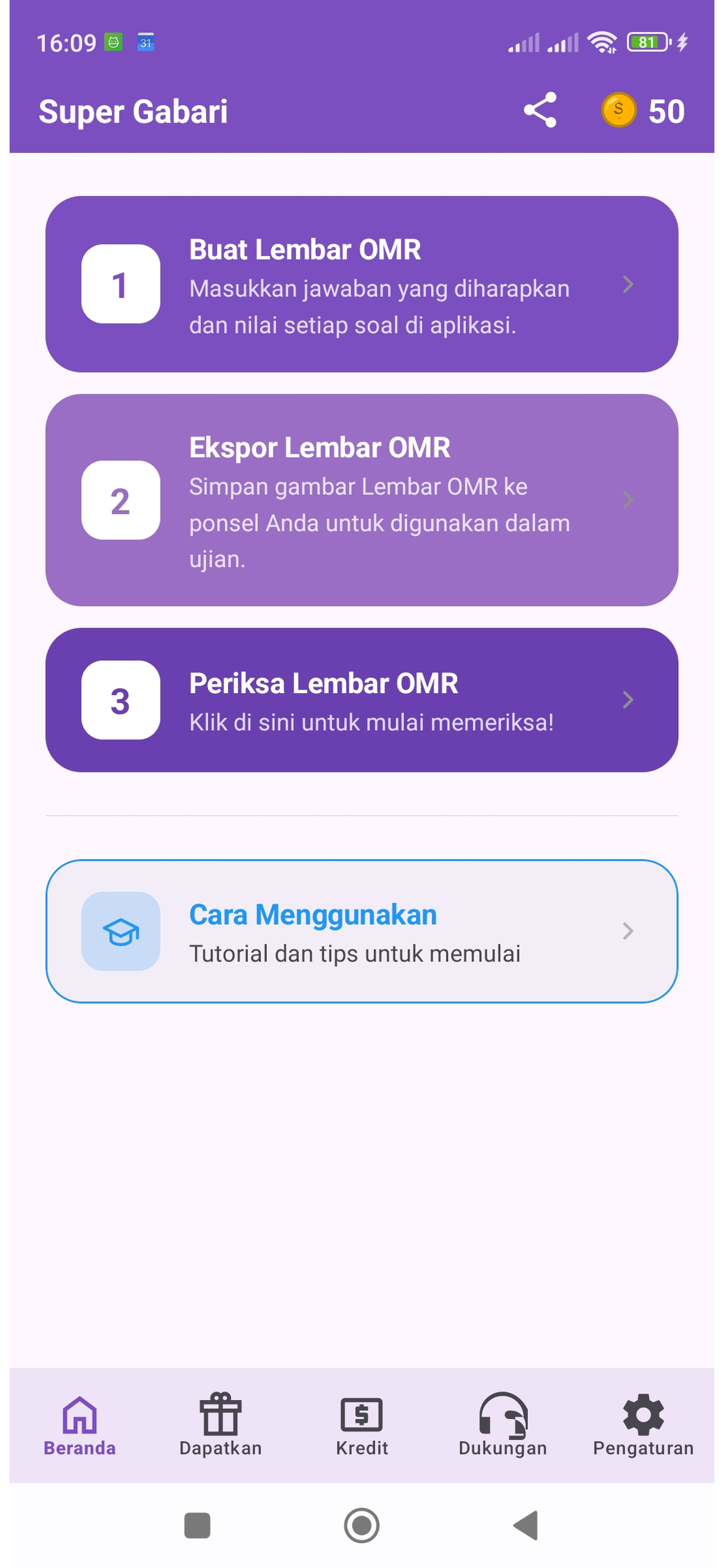 Super Gabari - Layar Beranda