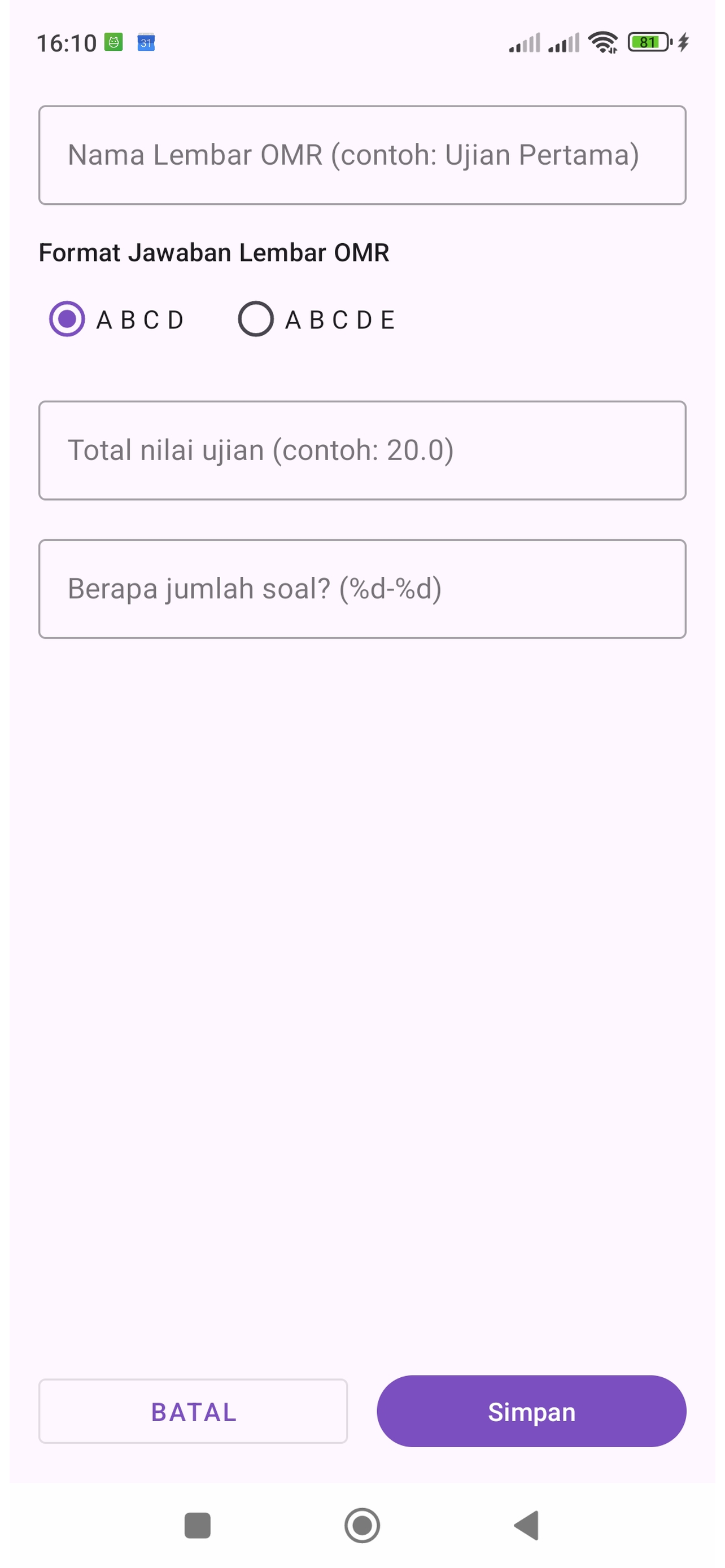 Super Gabari - Lembar OMR Baru