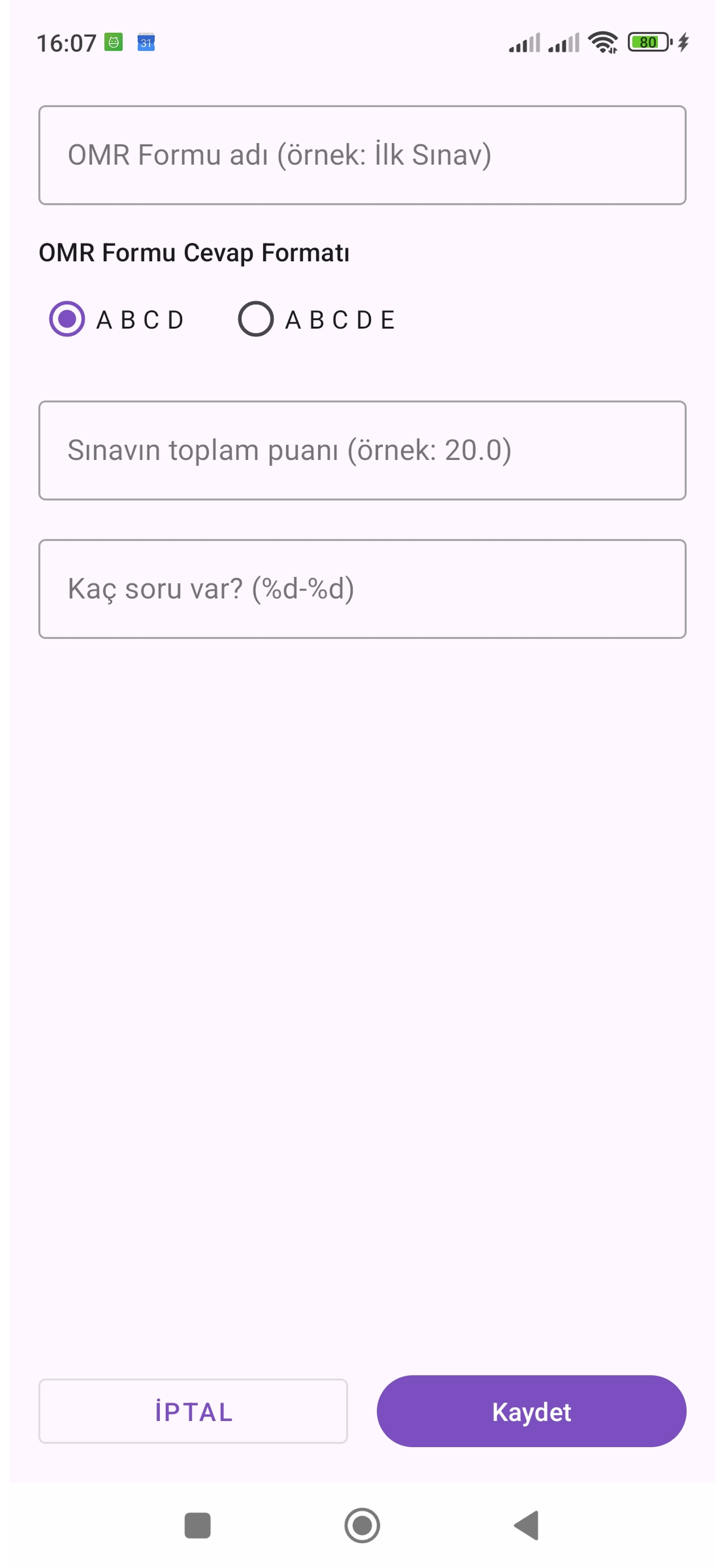Super Gabari - Yeni OMR Formu