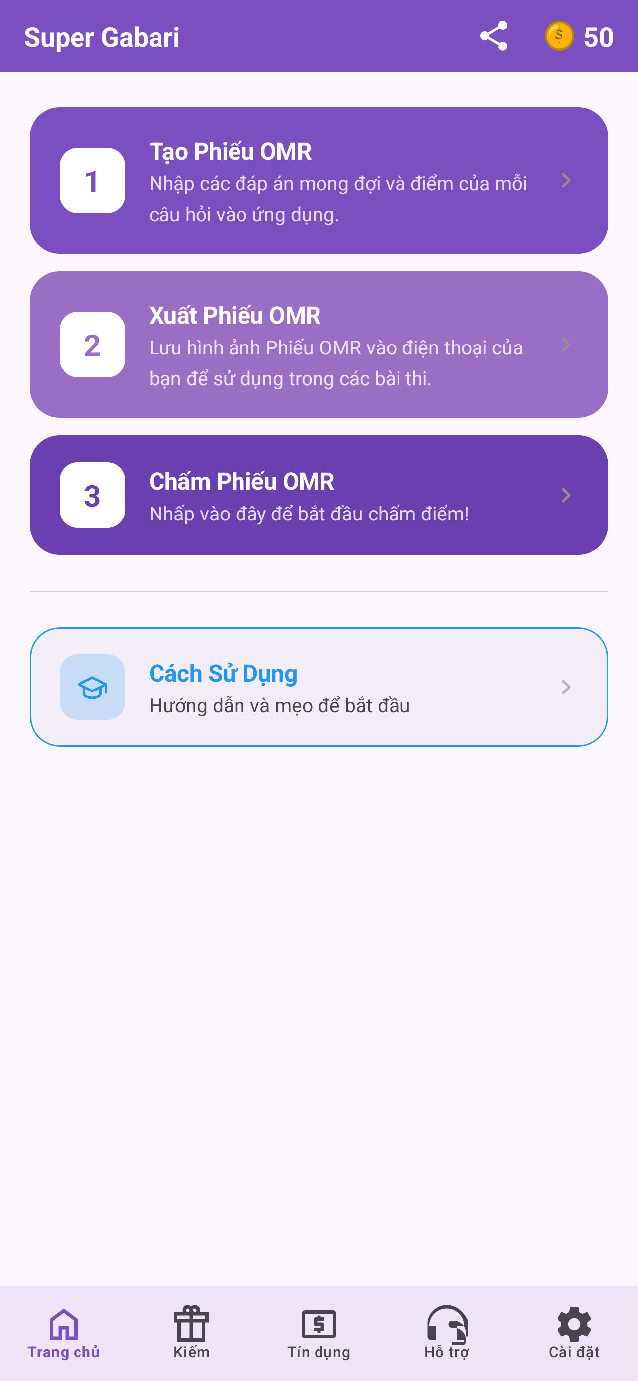 Super Gabari - Màn hình chính